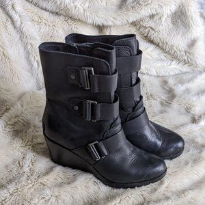 Sorel After Hours waterproof wedge leather boots